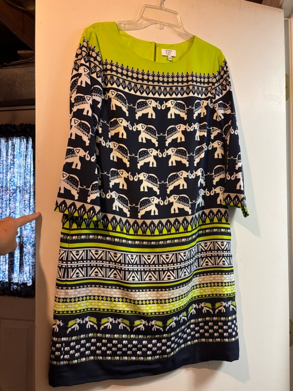 crown & ivy Neon Lime and Navy Patterned Shift Dress